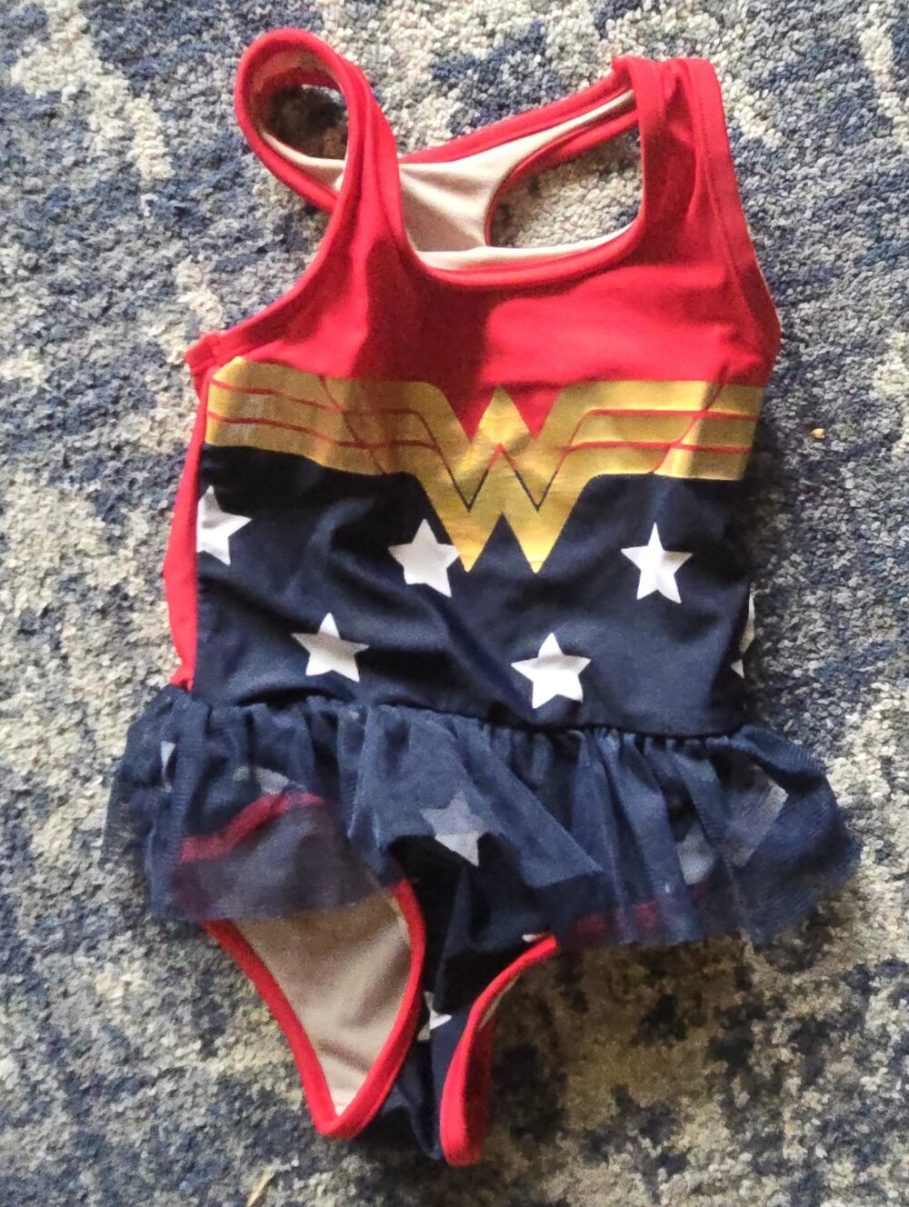 Gap Girls Warner Bros Wonder Woman 1 Pc Red & Navy Costume Swimsuit Patriotic 2t